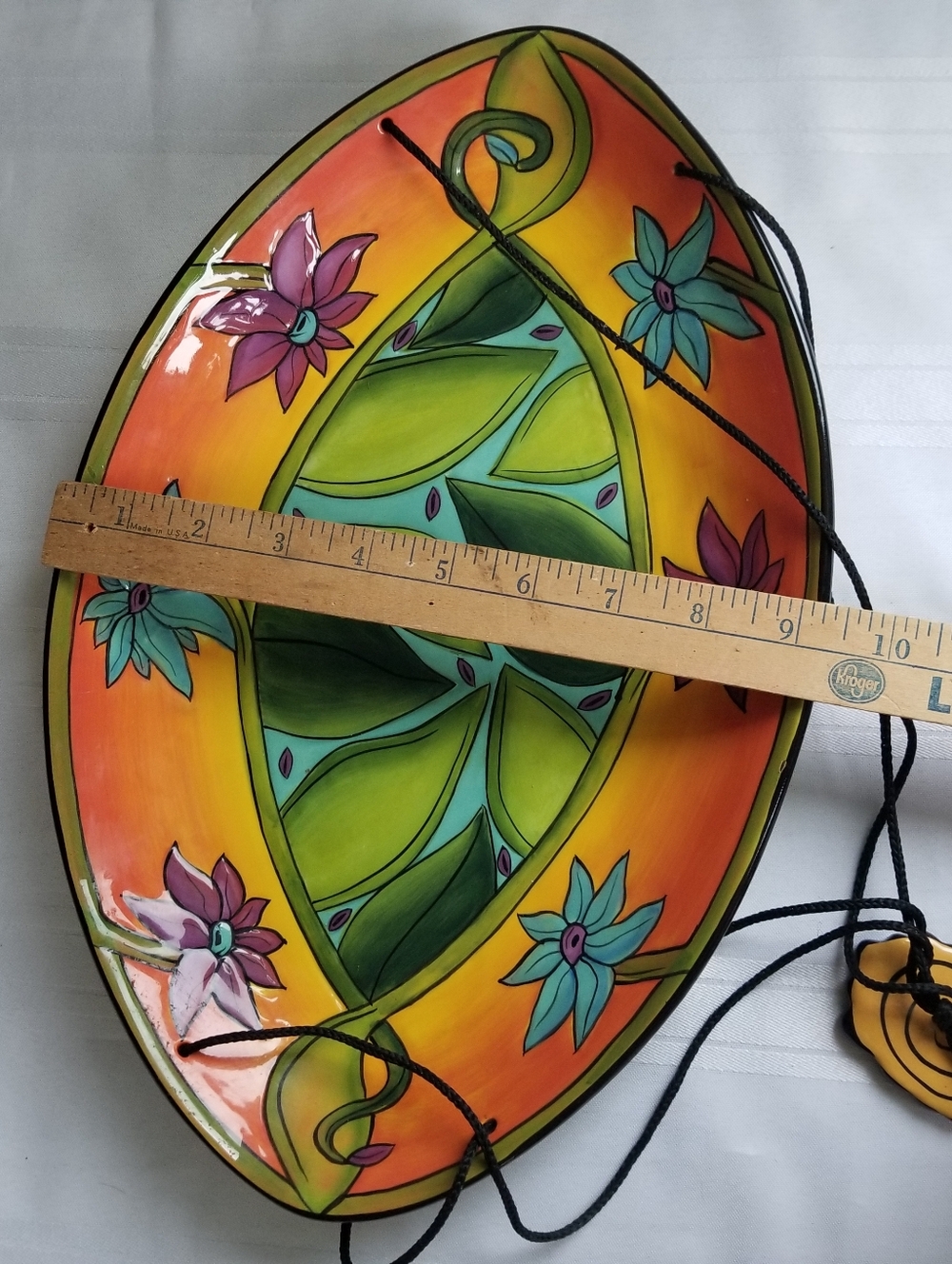 Terri Kern Artist Colorful Hand-Painted Hanging Ceramic Platter Bird Bath Feeder - Picture 8 of 9